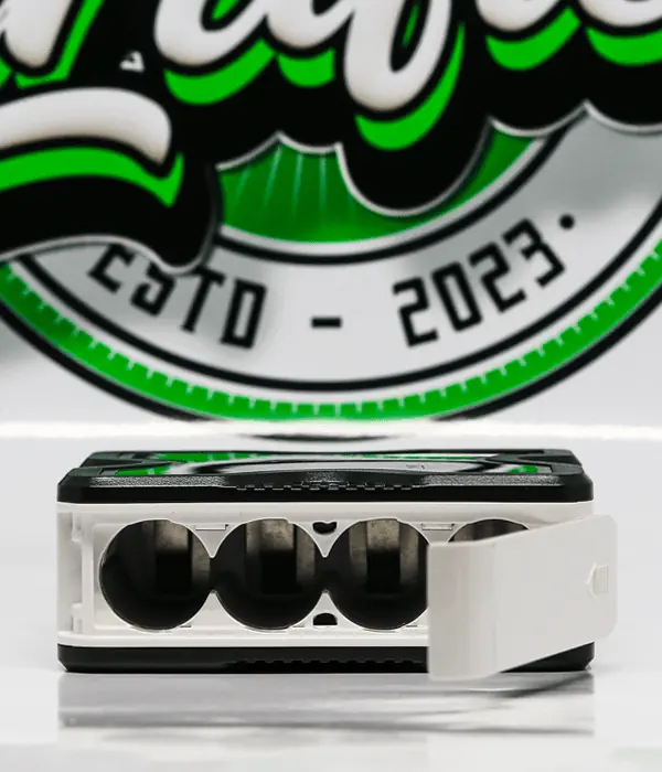 Open Golisi GL-4 Mothra battery bay showing four 18650 charger slots