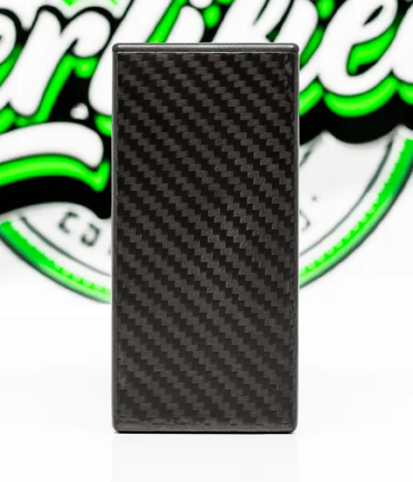 Front view of Nitecore CARBO 20000 power bank with black carbon fibre weave finish